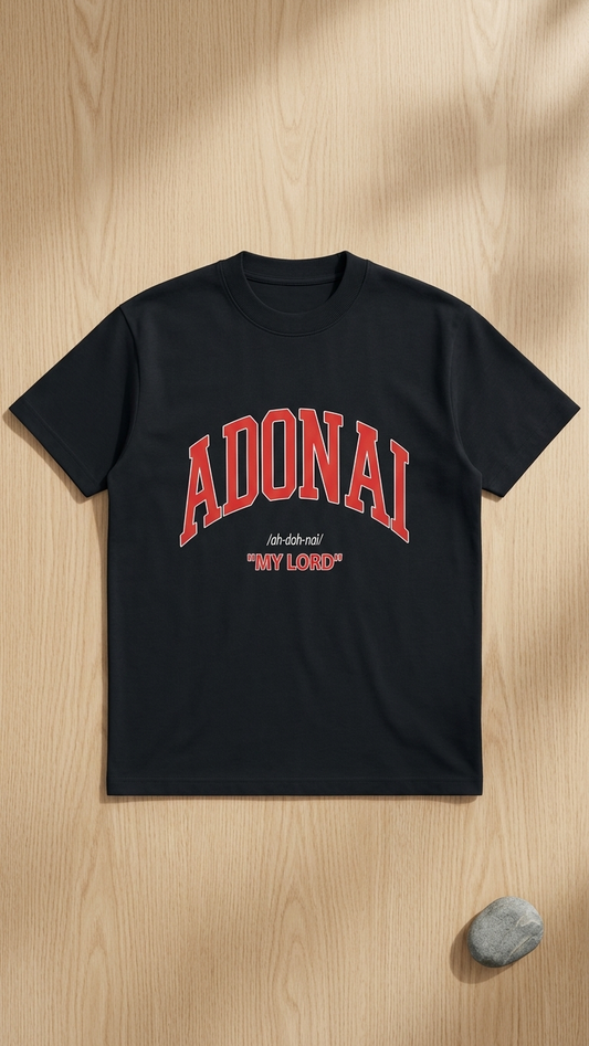Black ADONAI Printed T Shirt